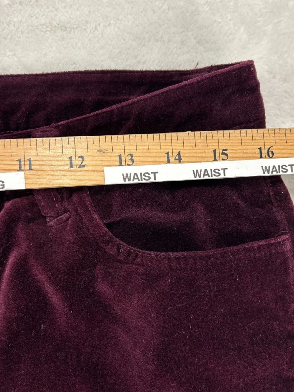 Lauren Ralph Lauren Trouser Pants Womens 8P Burgundy Velvet Comfort Straight Leg - Picture 7 of 12